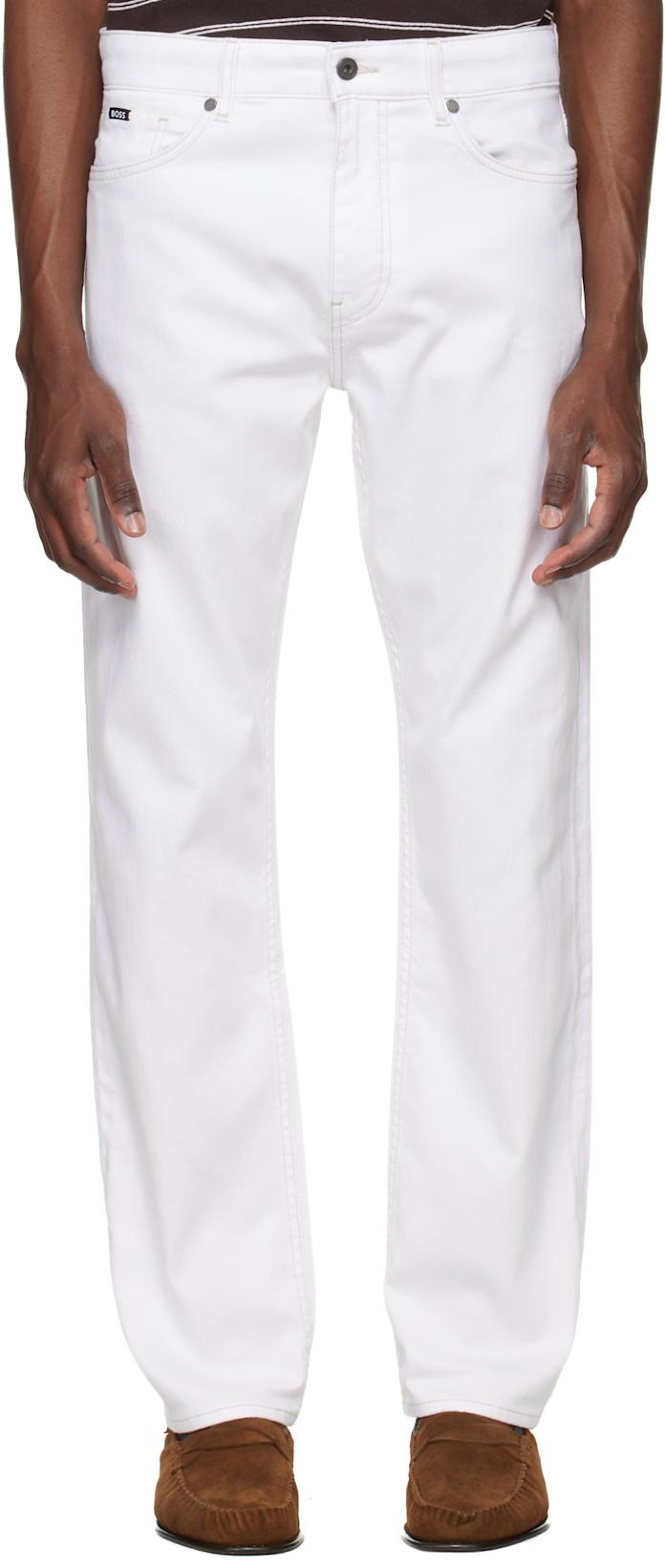 White Five-Pocket Stretch Jeans by HUGO BOSS