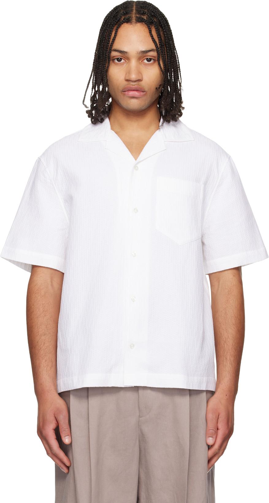 White Oversized-Fit Structured Cotton Shirt by HUGO BOSS