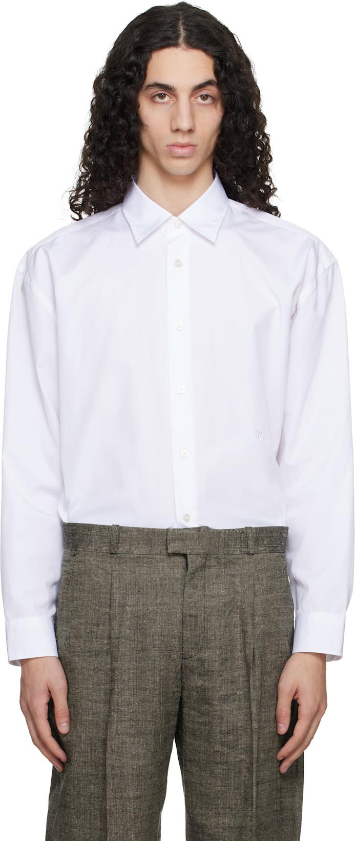 White Relaxed-Fit Cotton Poplin Shirt by HUGO BOSS