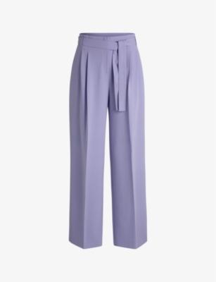 Wide-leg high-rise belted woven trousers by HUGO BOSS