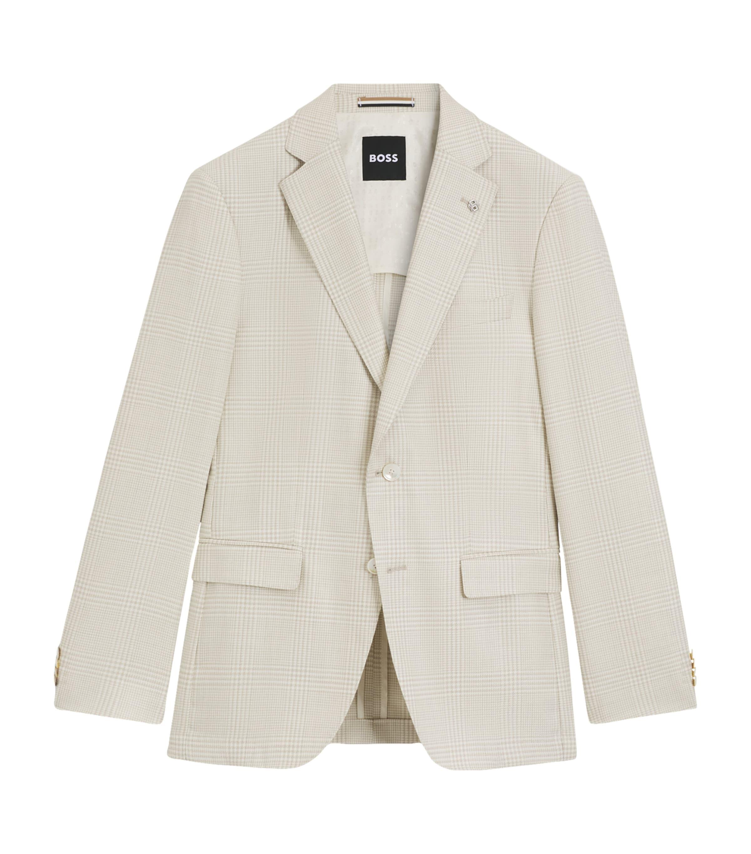 Wool-Silk-Linen Check Blazer by HUGO BOSS