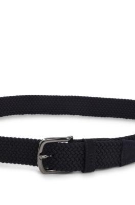 Woven belt with suede trims by HUGO BOSS