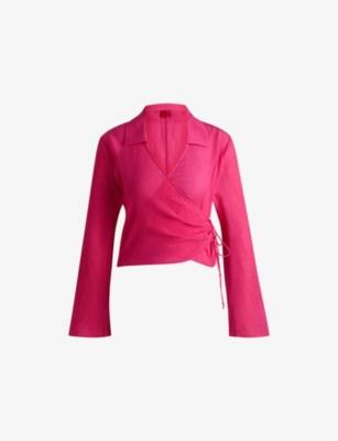 Wrap-Over Long-Sleeve Woven Top by HUGO BOSS