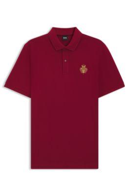Year of the Horse Logo-artwork polo shirt in cotton piqu&eacute; by HUGO BOSS