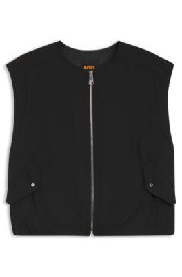 Zip-front waistcoat in twill by HUGO BOSS