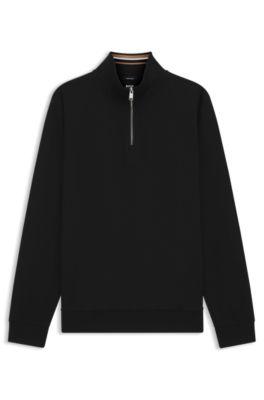 Zip-neck sweatshirt in a cotton blend by HUGO BOSS