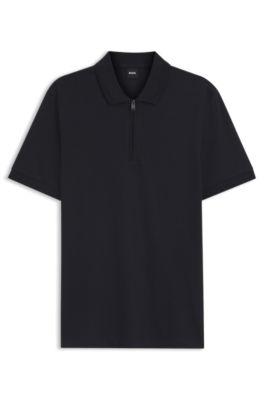 Zip-placket polo shirt in a cotton blend by HUGO BOSS