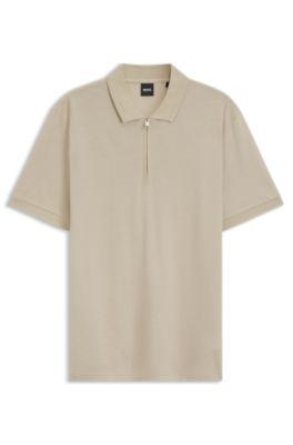 Zip-placket polo shirt in a cotton blend by HUGO BOSS