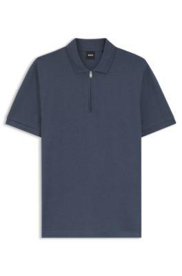 Zip-placket polo shirt in a cotton blend by HUGO BOSS