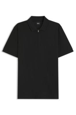 Zip-placket polo shirt in a cotton blend by HUGO BOSS