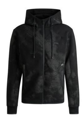Zip-up hoodie with decorative reflective artwork by undefined