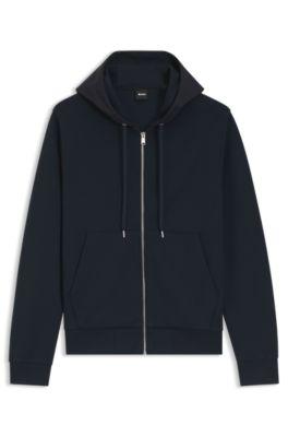Zip-up hoodie with monogram hood by HUGO BOSS