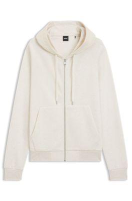 Zip-up hoodie with monogram hood by HUGO BOSS