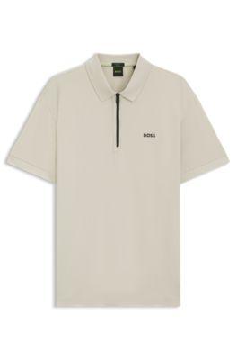 Zipper-neck polo shirt in cotton-blend jersey by HUGO BOSS