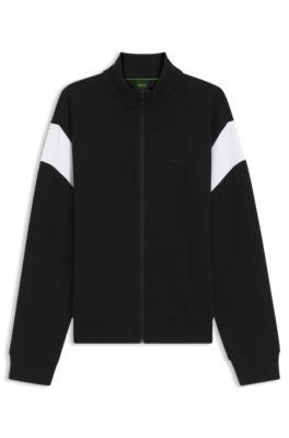 Zippered cotton-blend sweatshirt with contrast inserts by HUGO BOSS