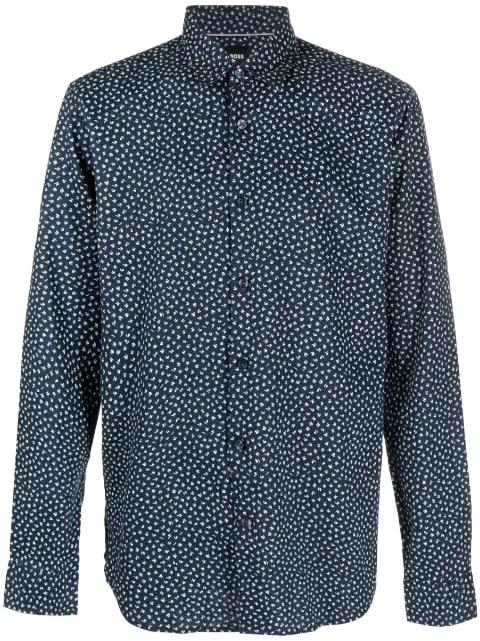 abstract-print linen shirt by HUGO BOSS