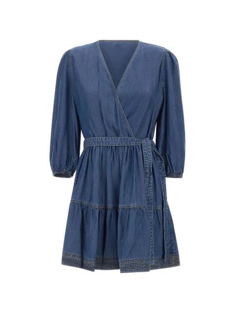 balloon-sleeve dress with wrap front by HUGO BOSS