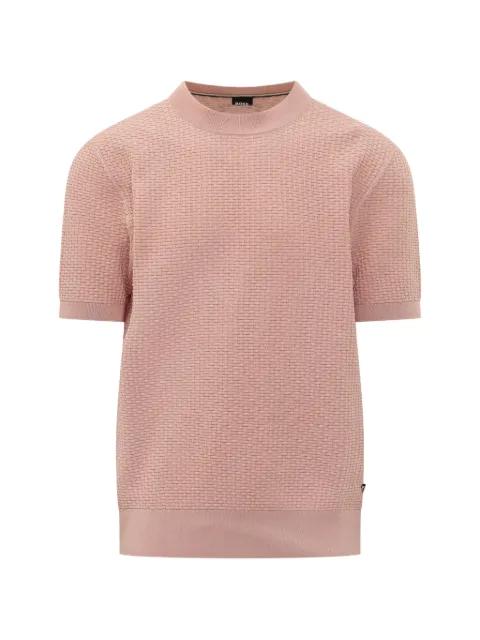 basket-weave short-sleeve sweater by HUGO BOSS