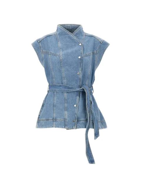 belted asymmetric-closure denim vest by HUGO BOSS