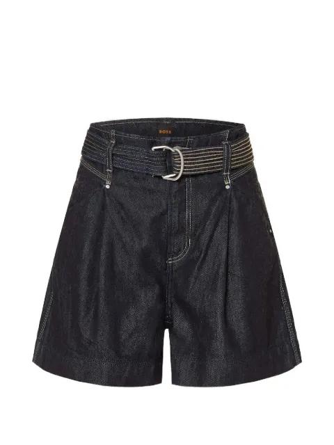belted denim shorts by HUGO BOSS