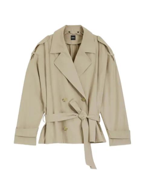 belted short coat in cotton poplin by HUGO BOSS