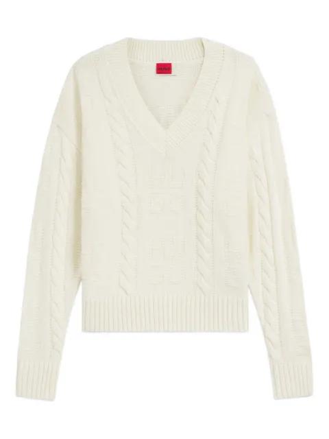 cable-knit V-neck sweater by HUGO BOSS