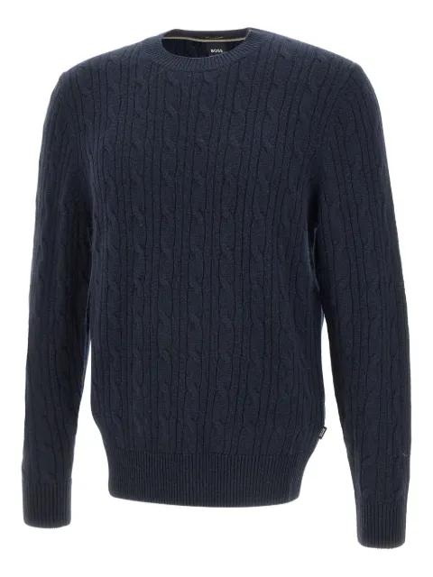 cable knit crew neck sweater by HUGO BOSS