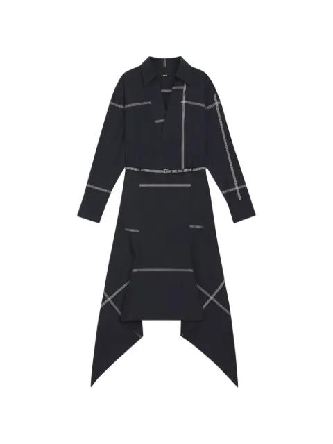 checked shirt dress in cotton canvas by HUGO BOSS