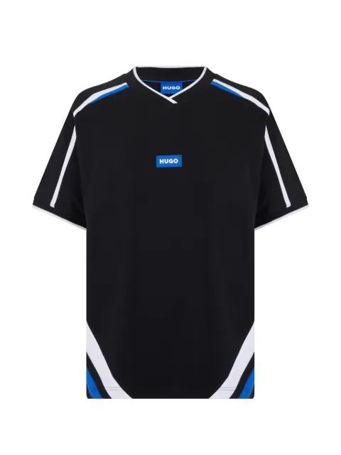 contrast-detail T-shirt in stretch cotton by HUGO BOSS