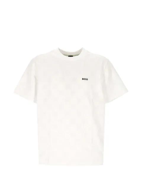 cotton-blend T-shirt with tennis-ball jacquard by HUGO BOSS