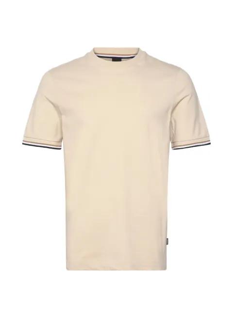 cotton-jersey T-shirt with signature-stripe cuffs by HUGO BOSS