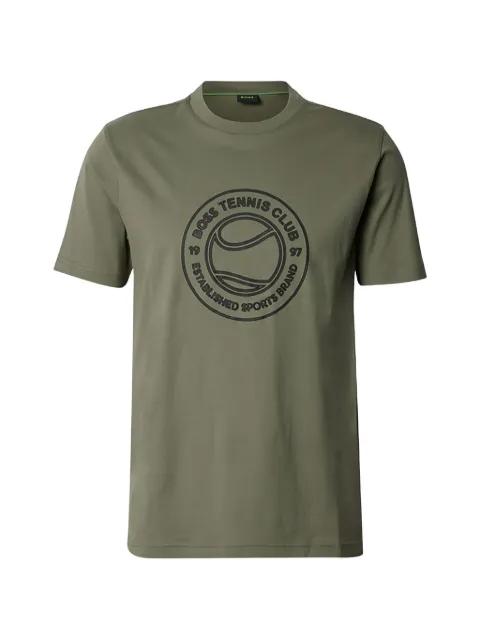 cotton-jersey T-shirt with tennis-themed artwork by HUGO BOSS