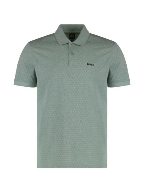 cotton piqué polo shirt with printed pattern by HUGO BOSS