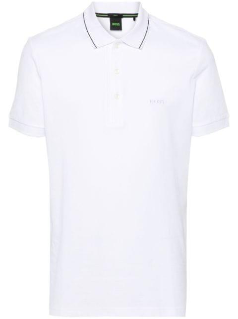 cotton-piqué slim-fit polo shirt with collar stripe by HUGO BOSS