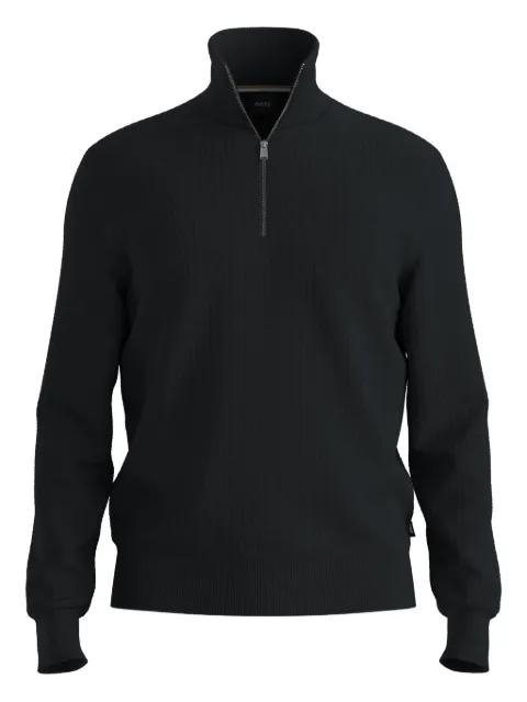 cotton sweatshirt with zipper at the collar by HUGO BOSS
