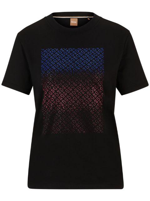 crystal-embellished monogram T-shirt by HUGO BOSS