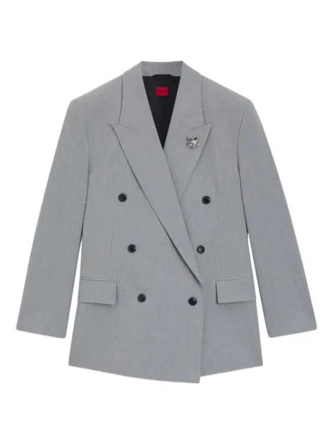 double-breasted flower brooch blazer by HUGO BOSS