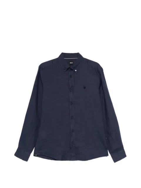 embroidered-logo linen shirt by HUGO BOSS