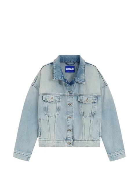 faded-effect drop-shoulder denim jacket by HUGO BOSS