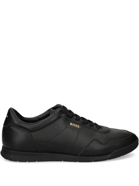 faux-leather trainers with gold-tone branding by HUGO BOSS