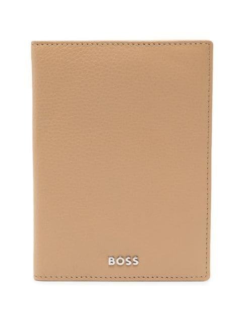 grained-leather passport holder by HUGO BOSS