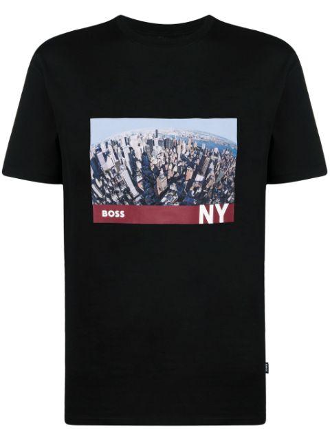 graphic-print cotton T-shirt by HUGO BOSS