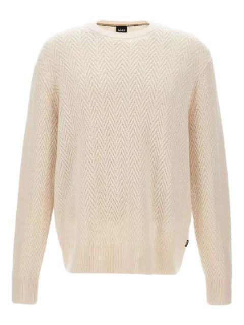 herringbone crew-neck sweater by HUGO BOSS