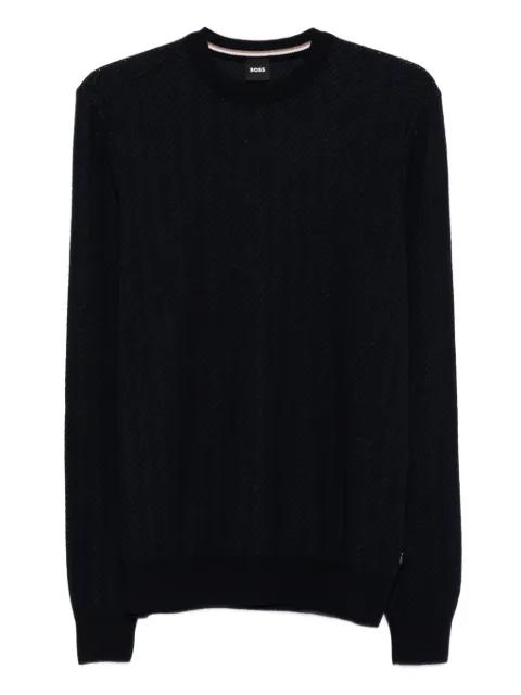 herringbone-pattern crew-neck sweater by HUGO BOSS
