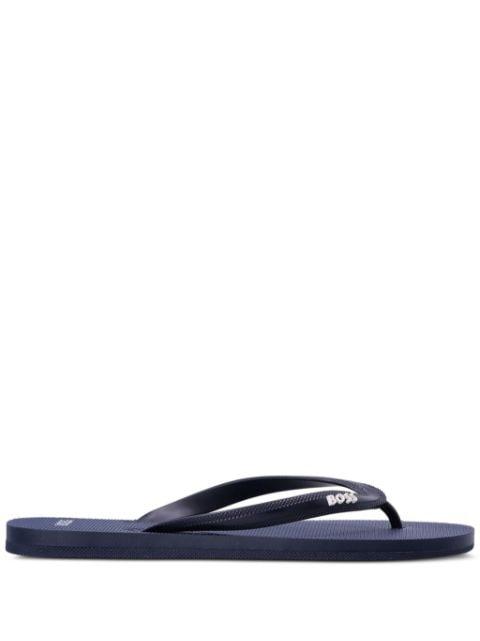 italian-made flip-flops with contrast logo detail by HUGO BOSS