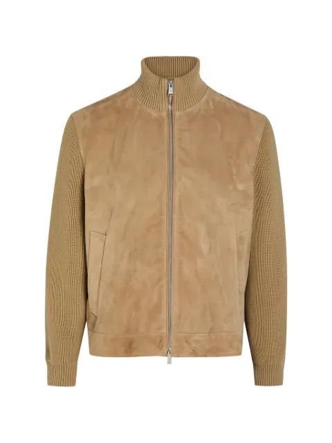 knit-sleeves suede jacket by HUGO BOSS