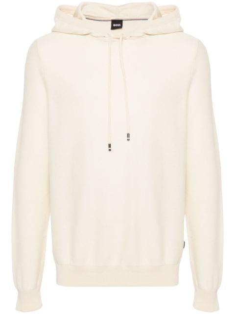 knitted cotton blend hoodie by HUGO BOSS