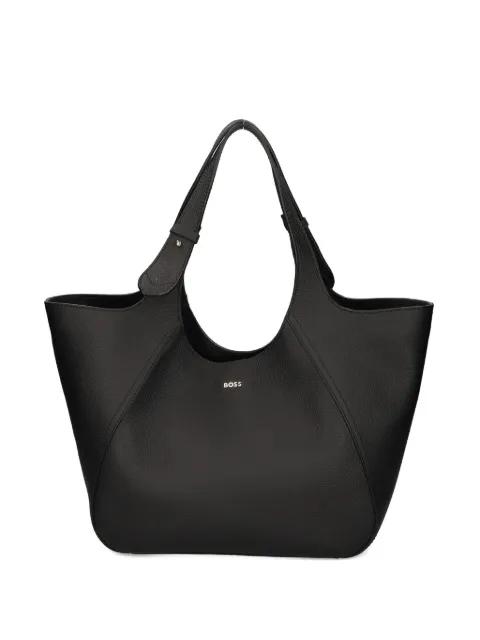 large logo-lettering leather tote bag by HUGO BOSS
