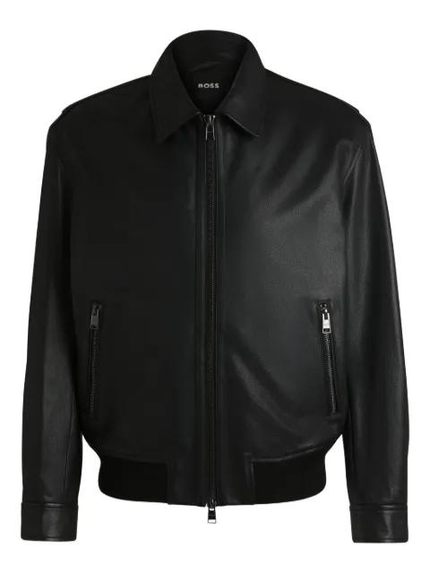 leather bomber jacket by HUGO BOSS