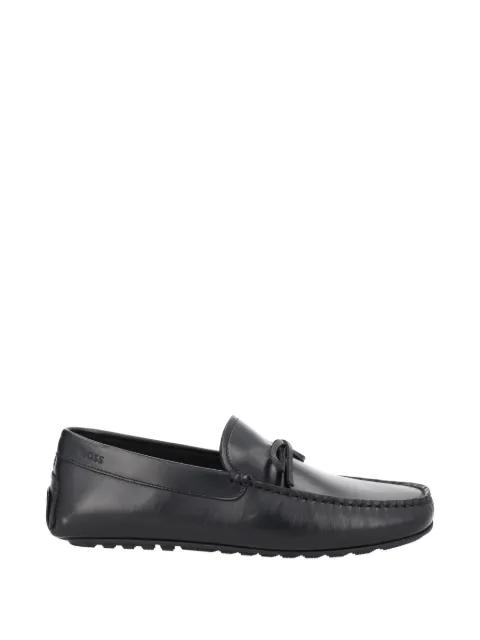 leather driver moccasins with bow trim by HUGO BOSS